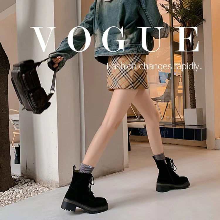 Karin Luna In Stock Casual style thin strap round toe suede ankle boots