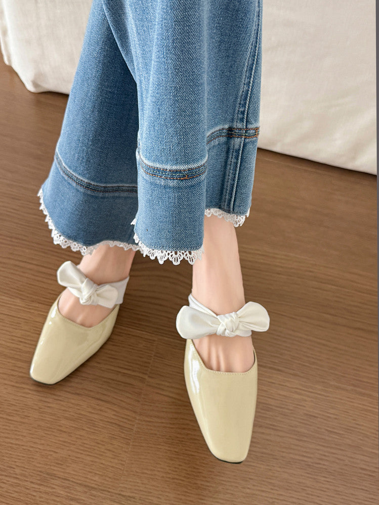 Karin Luna In Stock In Stock  Fluffy feel Bowknot Closed-Toe Slippers