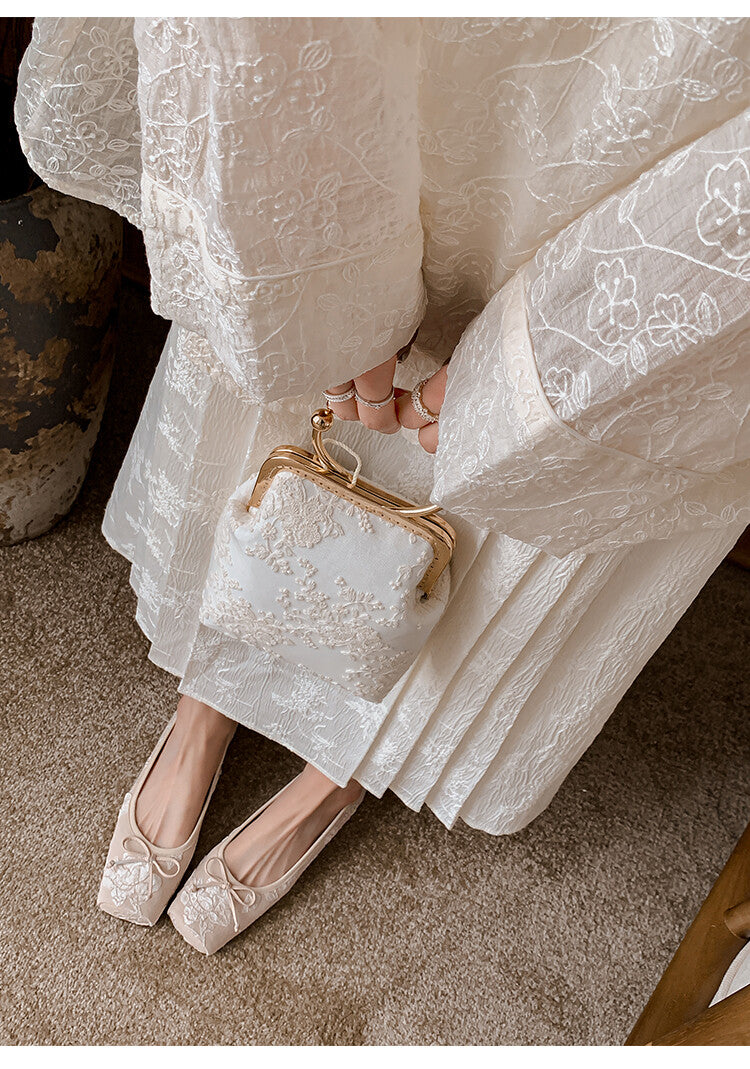 Karin Luna In Stock  In stock  Vintage Chinese Style Embroidered Rose~ Butterfly Knot Granny Shoes