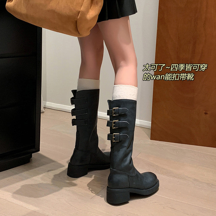 Karin Luna In Stock In Stock Thigh Circumference Belt Buckle Thick Sole Rider Boots