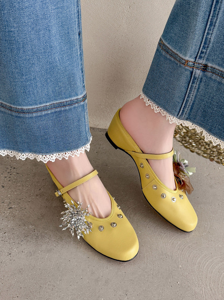 Karin Luna In Stock Spot Goods  Full-grain leather inside and out  Ultra Exquisite Round Toe Hidden Heel Closed-Toe Slippers