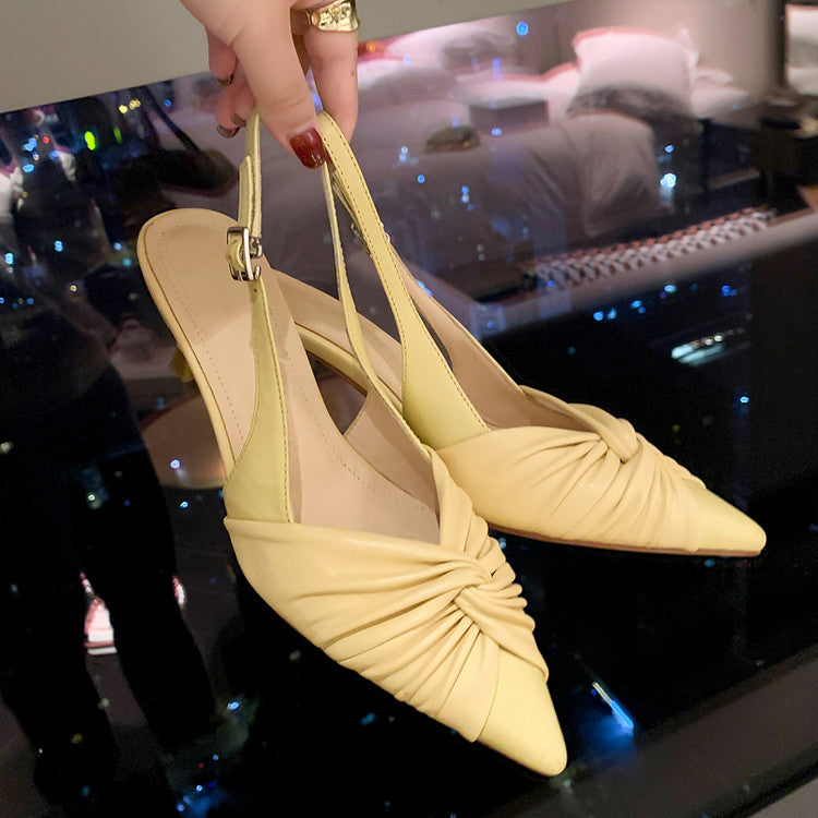 Karin Luna In Stock In Stock  Exquisite Pointed Toe Backless Closed-Toe Stiletto Sandals