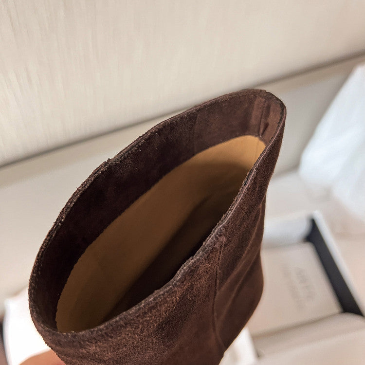 Karin Luna In Stock Spot Goods Tassel Square Toe Hidden Wedge Short Boots