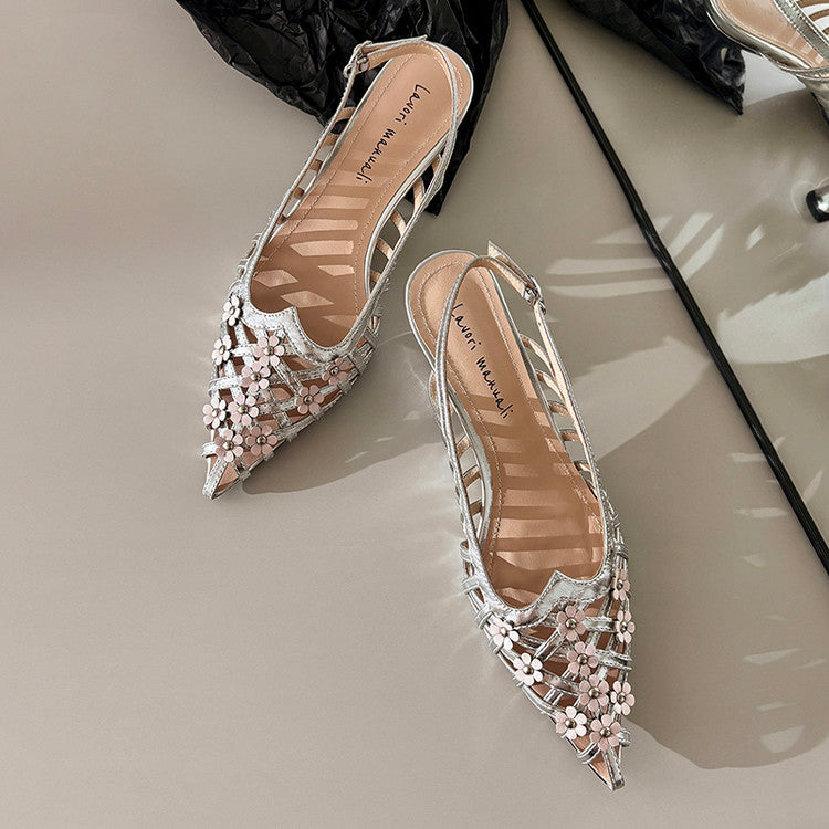 Karin Luna In Stock Spot Goods  Purely Handmade Flowers High-end Hollow Out Sandals