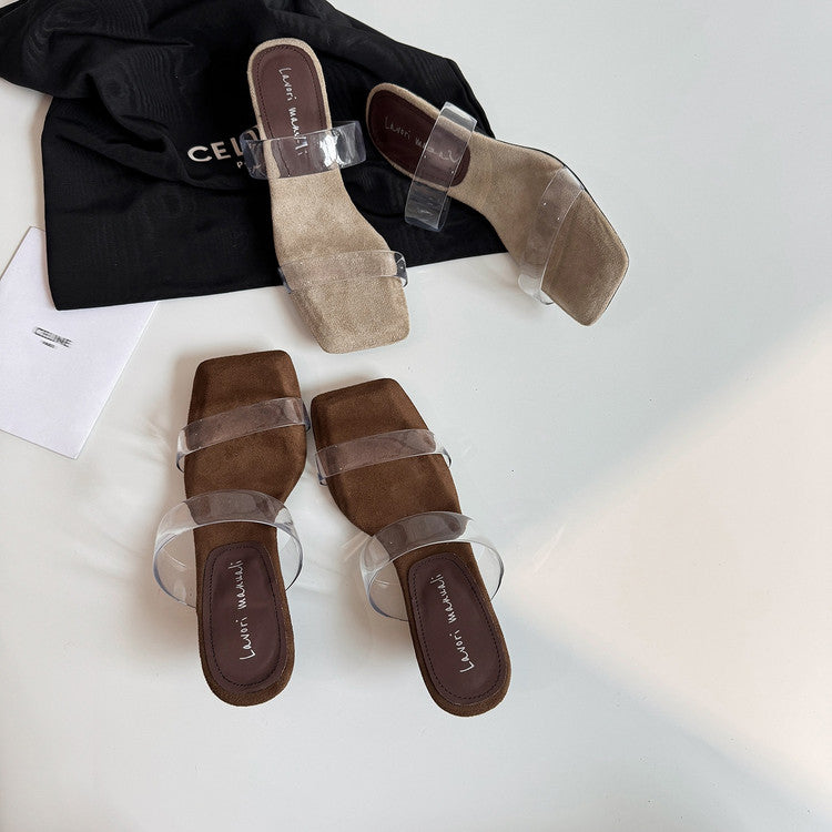 Karin Luna Hot-Selling Amber Element~Spot Goods Spot Goods Transparent tpu   Minimalist Square-Toed One-Strap Slippers