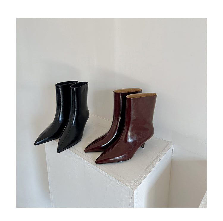 Karin Luna In Stock Spot Goods Minimalist Tube Kitten Heel Short Boots