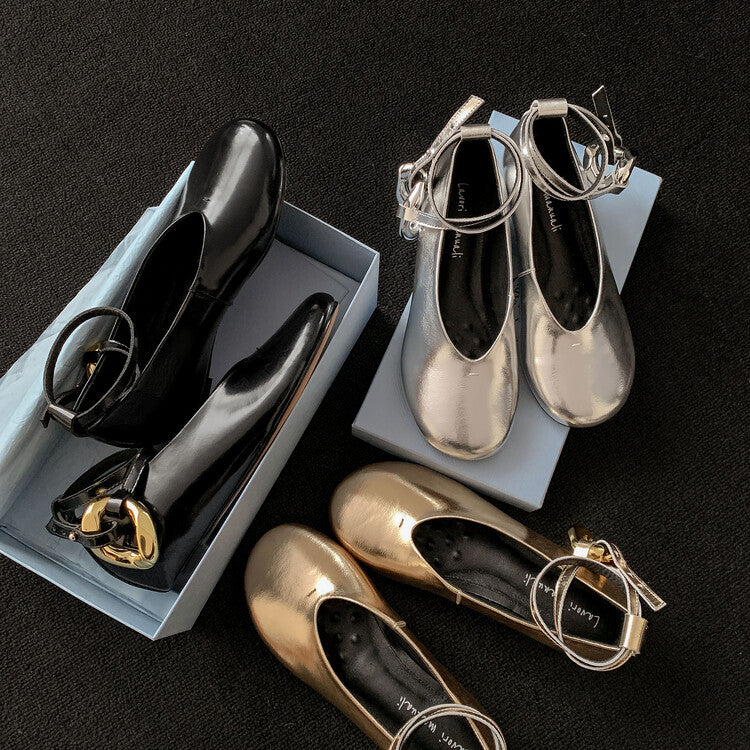 Karin Luna In Stock Large Stock Main Promotion  Two-Way Wear Height-Increasing Retro Gold Buckle Mary Jane Shoes