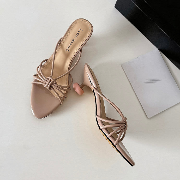 Karin Luna In Stock In Stock  In Stock Round Toe Cross Hollow Round Toe Stiletto Slippers