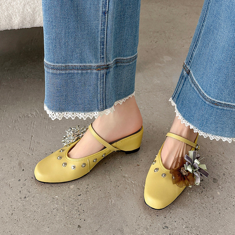 Karin Luna In Stock Spot Goods  Full-grain leather inside and out  Ultra Exquisite Round Toe Hidden Heel Closed-Toe Slippers