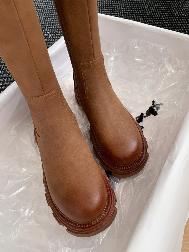 Karin Luna In Stock Versatile Irregular Stretch Fabric Long Boots
