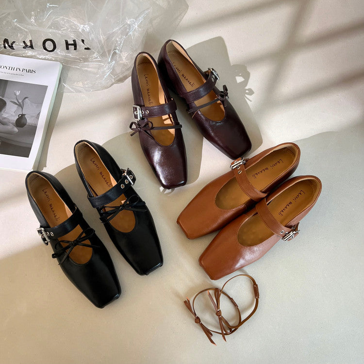 Karin Luna In Stock Spot Goods  Square Toe Internal Height Increase Detachable Bowknot
