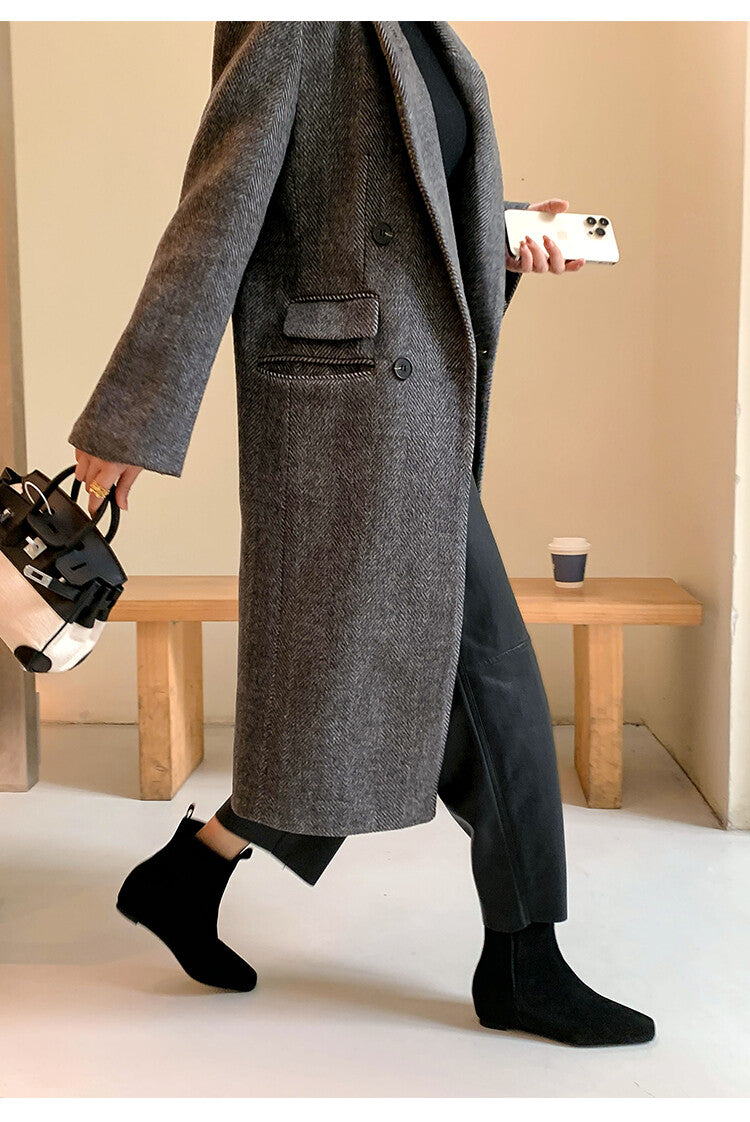 Karin Luna Classic Style Internal Height Increase Cowhide Leather Small Square Toe Short Fashion Boots