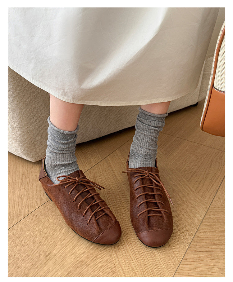 Karin Luna In Stock In Stock   Xiaohongshu Hot-Selling Lace-Up Round-Toe Deep Mouth Single Shoes