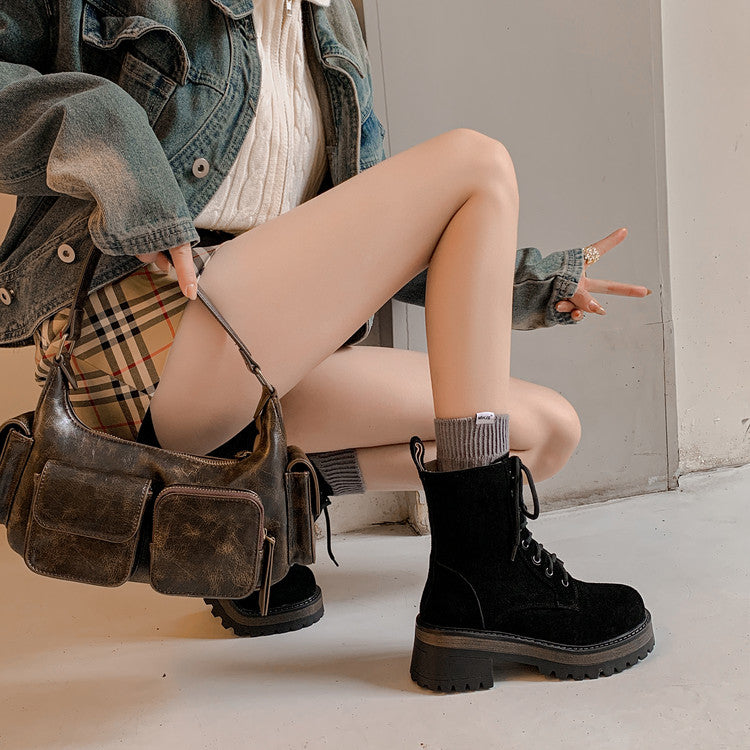 Karin Luna In Stock Casual style thin strap round toe suede ankle boots