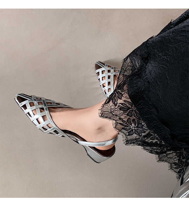 Karin Luna Braided Style ~Cross-woven Pointed Toe Closed-toe Sandals