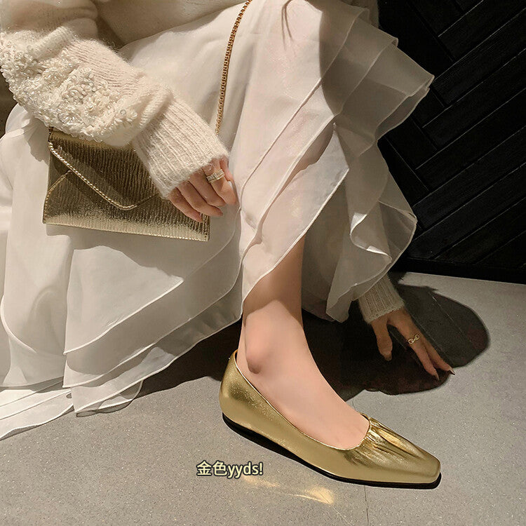 Karin Luna fell in love at first sight~ Spot Goods  Spot Goods Vintage Wrinkled Hollow Soft Sheepskin Elegant Versatile Single Shoes