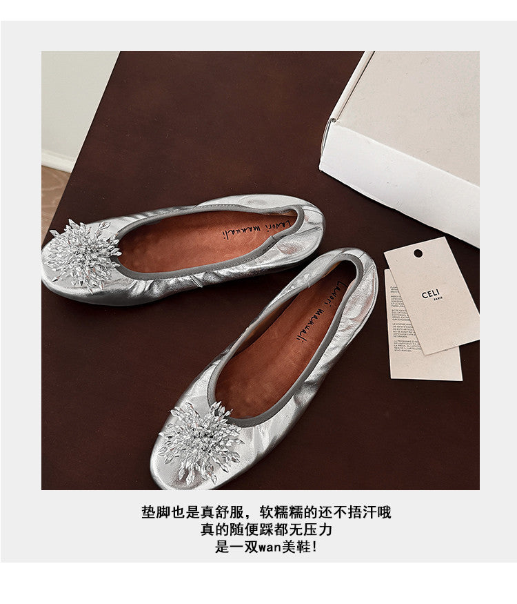 Karin Luna Full Leather Inside and Out~Gorgeous Fireworks Flat Granny Shoes