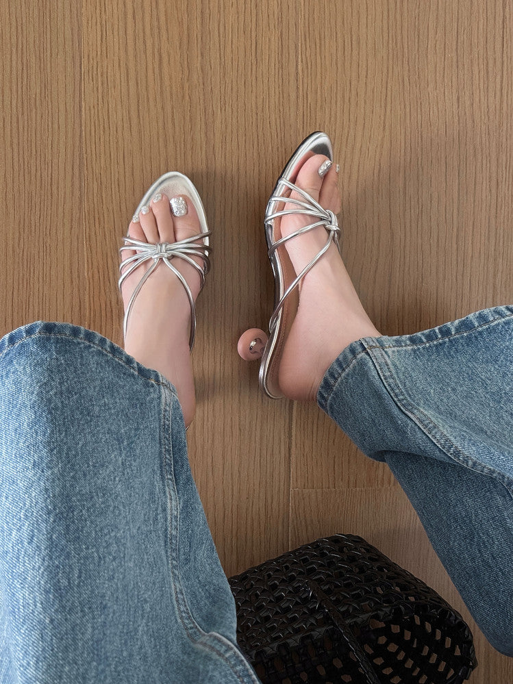 Karin Luna In Stock In Stock  In Stock Round Toe Cross Hollow Round Toe Stiletto Slippers