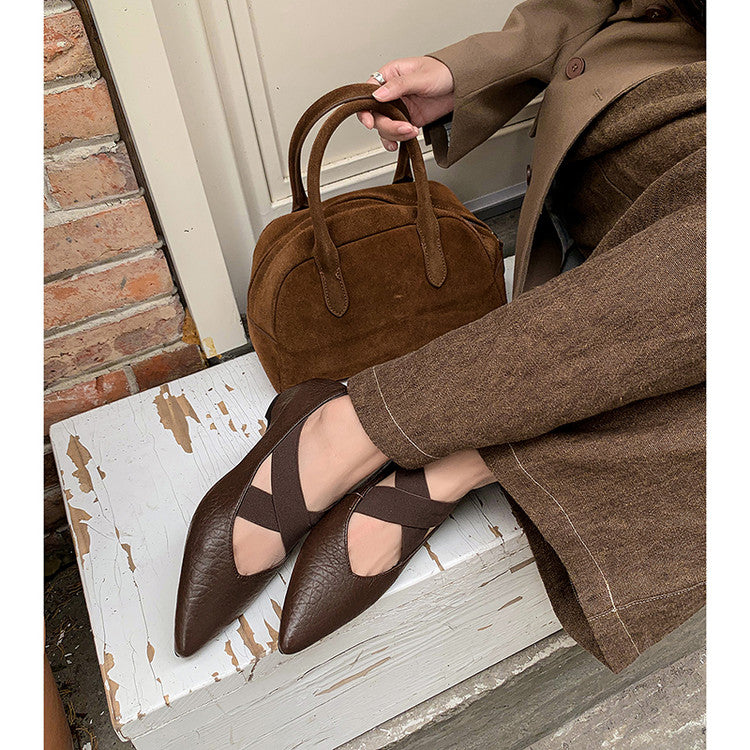 Karin Luna In Stock  Spot Goods  a Large Number of Spot Goods Pointed Toe Cross Strap Hidden Wedge Shoes