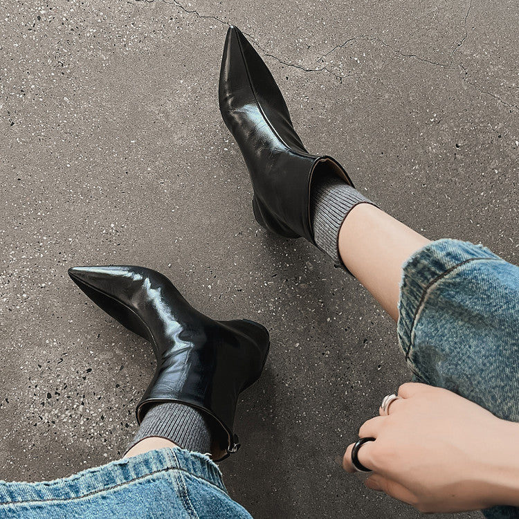 Karin Luna Versatile Elegant Style Pointed Toe Hidden Wedge Short Boots