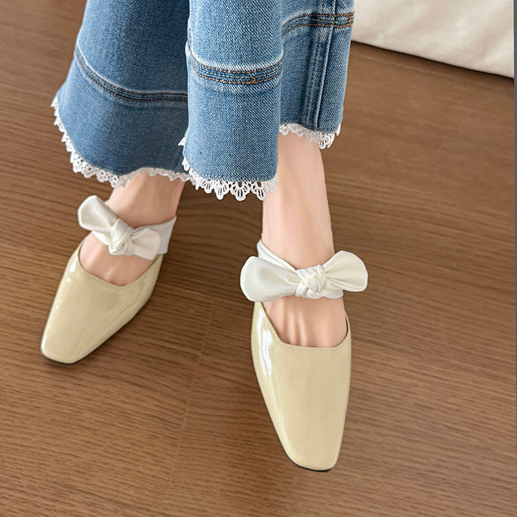 Karin Luna In Stock In Stock  Fluffy feel Bowknot Closed-Toe Slippers