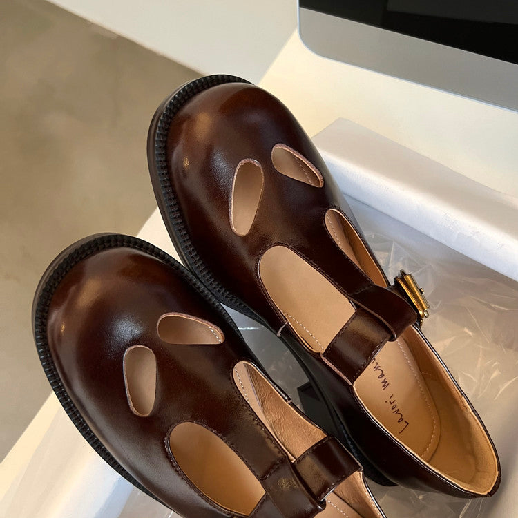 Karin Luna In Stock Spot Goods Minimalist Retro British Style Irregular Hollow Single Shoes