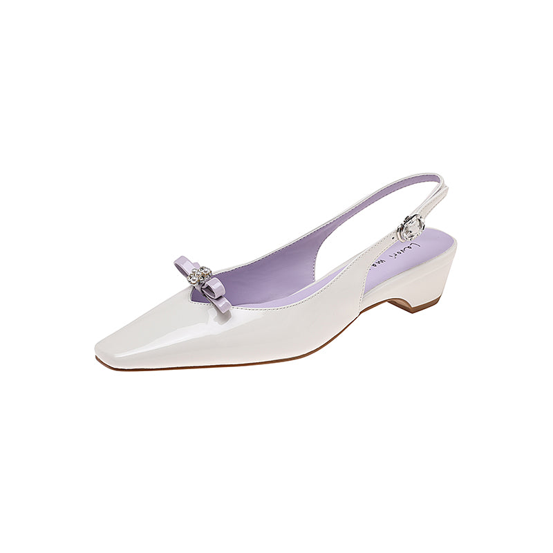Karin Luna In Stock In Stock Sweet Bowknot Small Square Toe Chunky Heel Closed-toe Elegant Retro Sandals