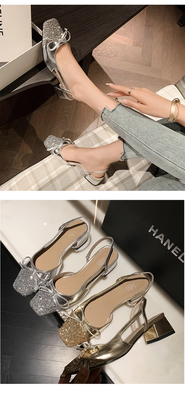 Karin Luna In Stock Spot Goods  Square Head Butterfly Knot Square Toe Unique Gretel Sandals