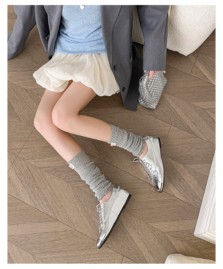 Karin Luna In Stock Spot Goods  Casual Lace-Up Metal Toe Bow Deep Mouth Single Shoes
