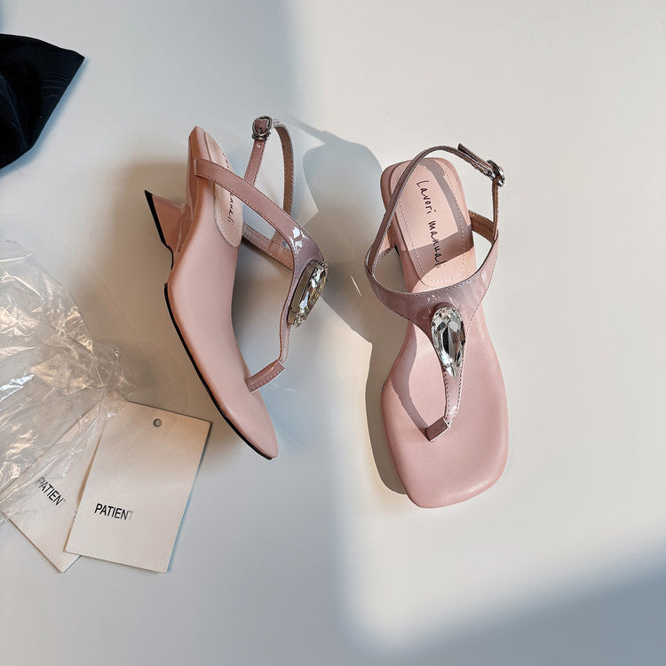 Karin Luna Bestseller Element Square Toe Irregular Heel Super Stable Toe Clip Sandals