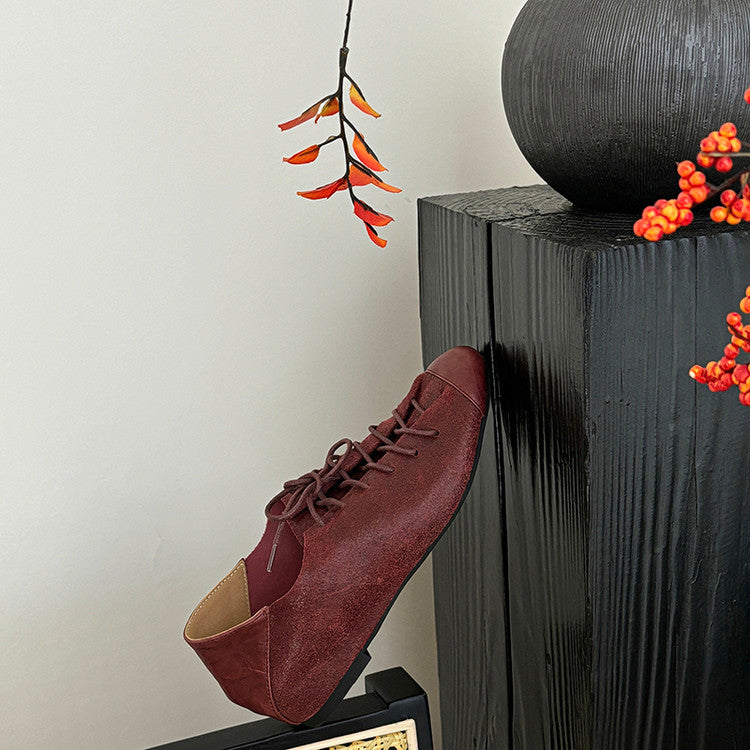 Karin Luna In Stock In Stock   Xiaohongshu Hot-Selling Lace-Up Round-Toe Deep Mouth Single Shoes