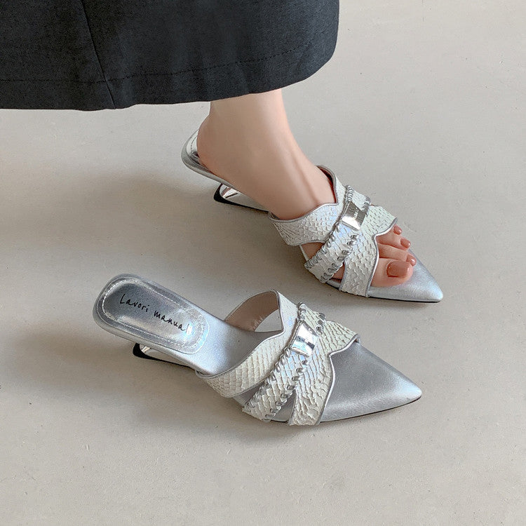 Karin Luna Fish Skin Series~Minimalist Pointed Toe Hot-Selling Unique Heel Slippers