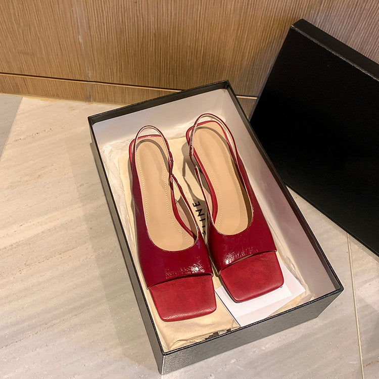 Karin Luna Classic Style Square Toe Open Toe French Retro Sandals