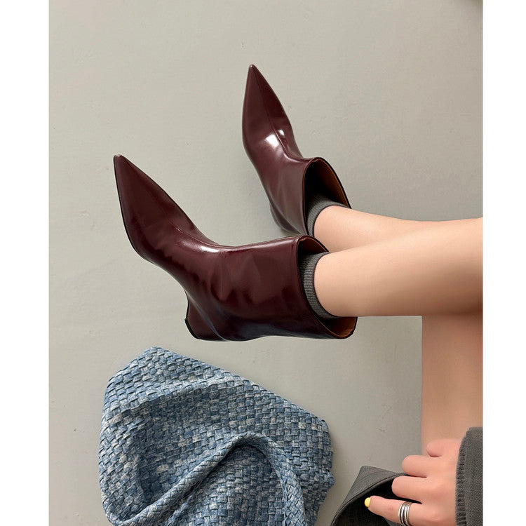 Karin Luna Elegant Pointed Toe Hidden Wedge Short Boots