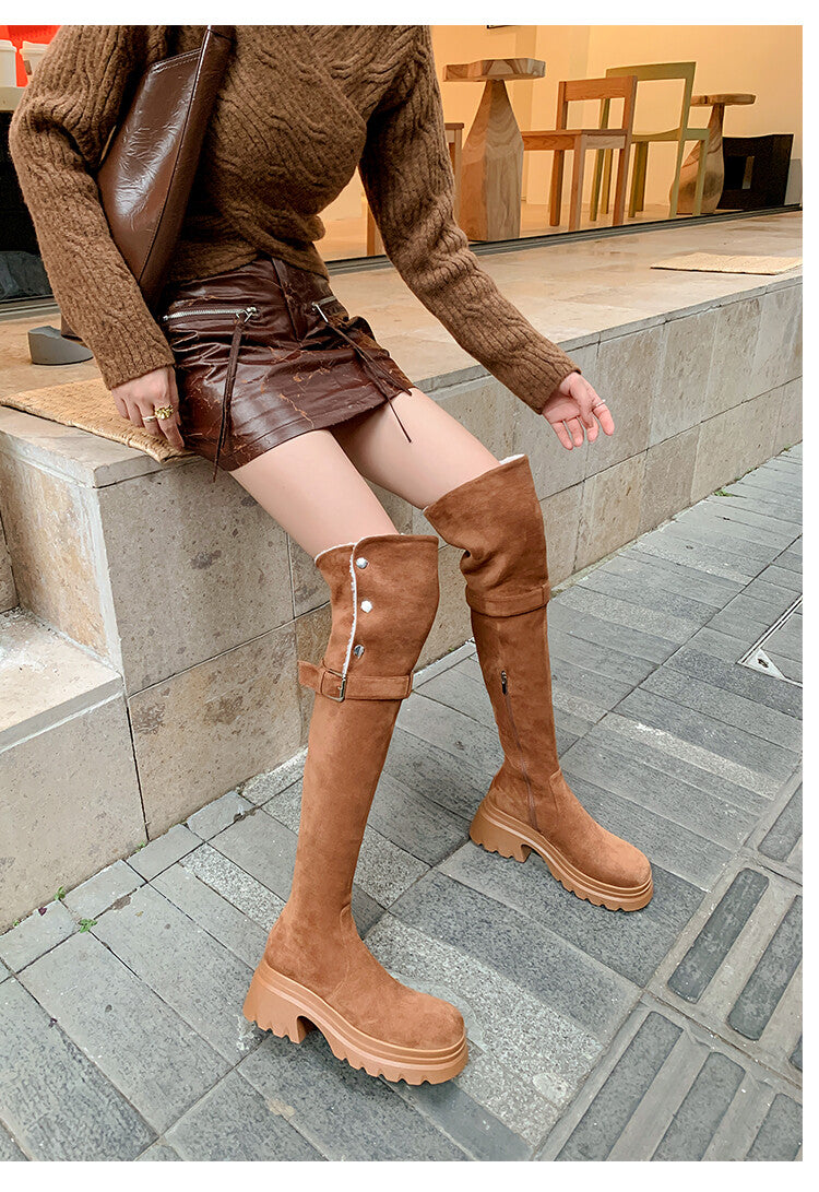 Karin Luna has prepared stock  Main Push Main Push  Hot-selling Large Sole Self-flowing Foldable Round Toe Over-the-Knee Boots