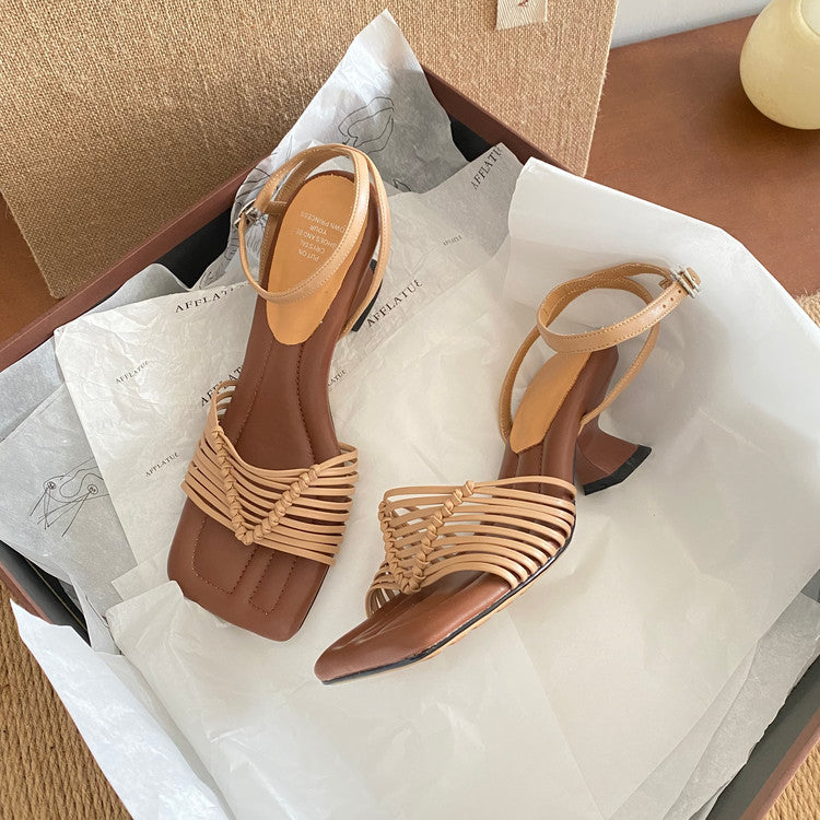 Karin Luna Data Hot Item  Comes with data plan included Hand-woven Square Toe Sofa Insoles Irregular Heel Sandals