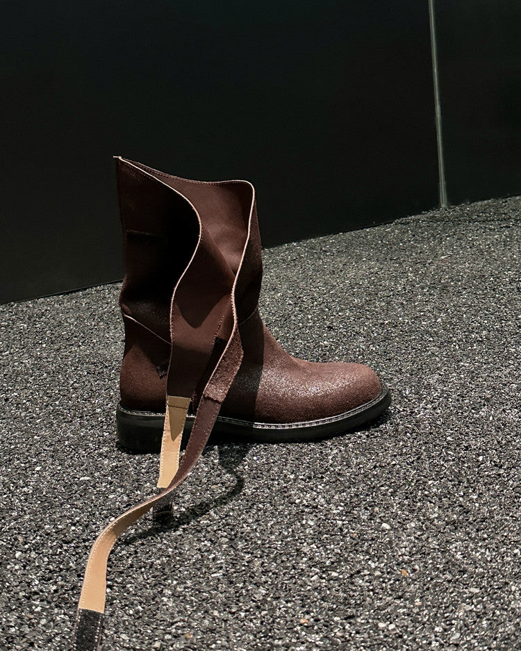 Karin Luna In Stock Spot Goods  Super textured Lazy Style Thick-Soled Ankle Boots