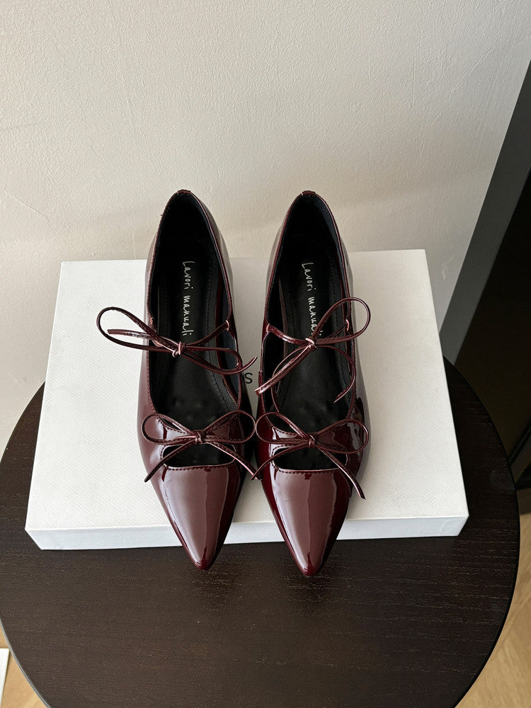 Karin Luna In Stock Spot Goods  Hot-selling Element Bowknot Square Toe Pointed Toe Single Shoes
