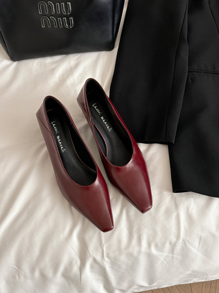 Karin Luna In Stock In Stock ~Basic Versatile French Style Small Square Toe Shallow Mouth Single Shoes