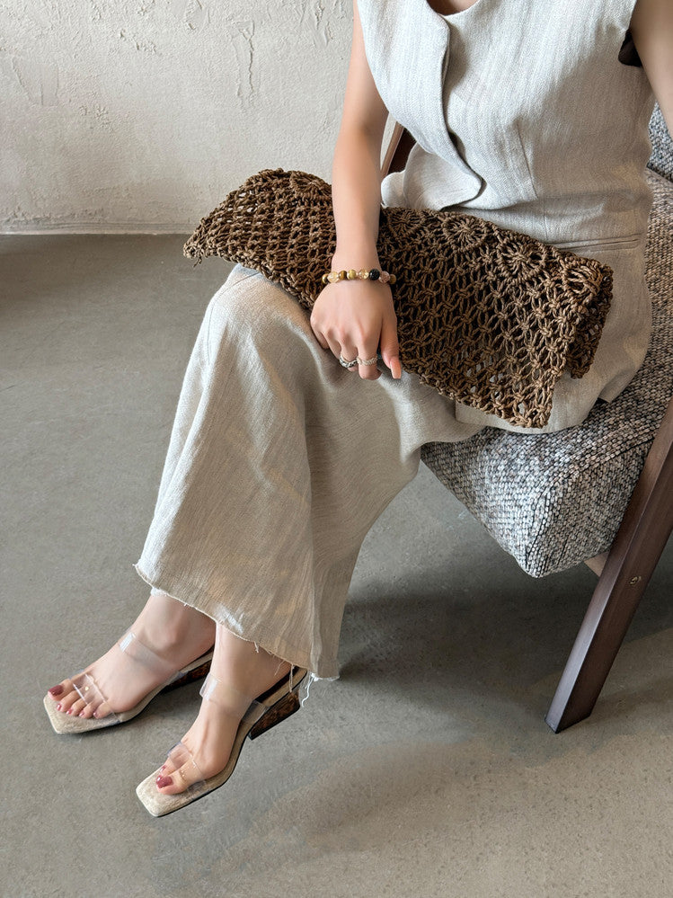 Karin Luna Hot-Selling Amber Element~Spot Goods Spot Goods Transparent tpu   Minimalist Square-Toed One-Strap Slippers