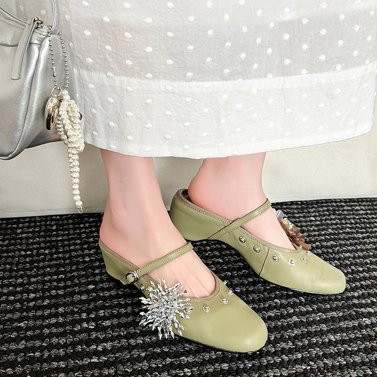 Karin Luna In Stock Spot Goods  Full-grain leather inside and out  Ultra Exquisite Round Toe Hidden Heel Closed-Toe Slippers