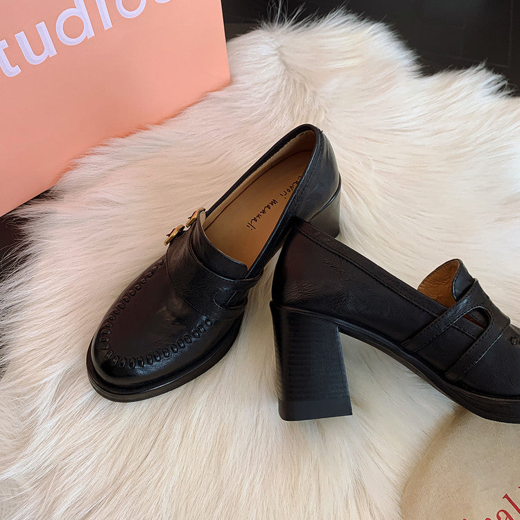 Karin Luna Bestseller Hot-Selling Derivative Edition Self-contained Strap Buckle Casual Loafers