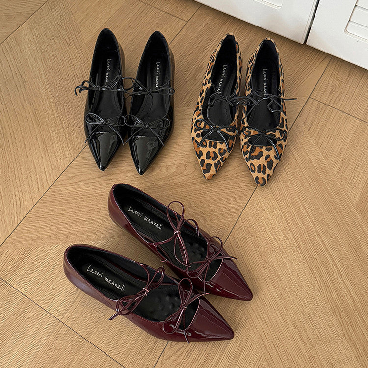 Karin Luna In Stock Spot Goods  Hot-selling Element Bowknot Square Toe Pointed Toe Single Shoes