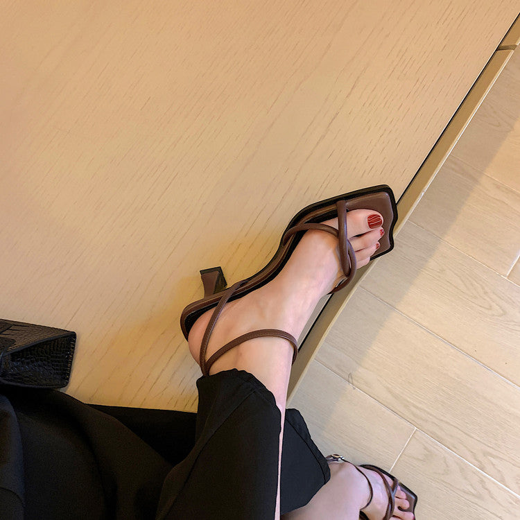 Karin Luna Classic Style  In stock  Basic Versatile Cross Strap High Heel Sandals