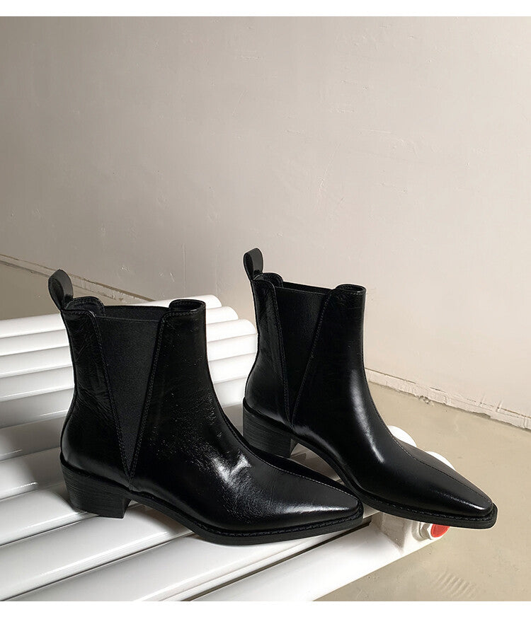Karin Luna In Stock In stock   Classic first-layer cowhide Chelsea elastic ankle boots