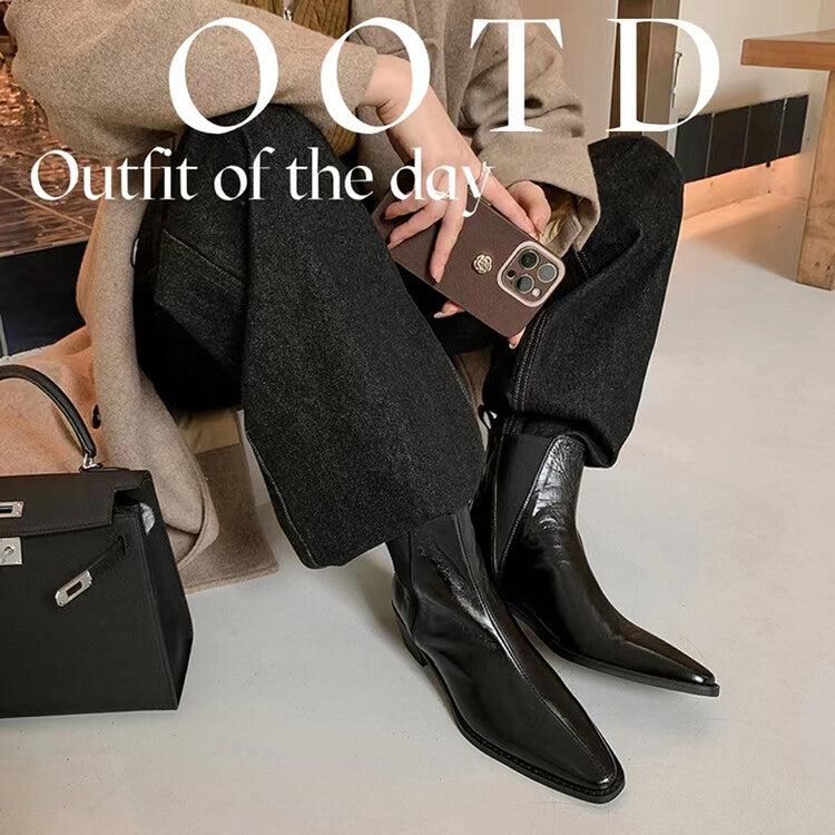Karin Luna In Stock In stock   Classic first-layer cowhide Chelsea elastic ankle boots