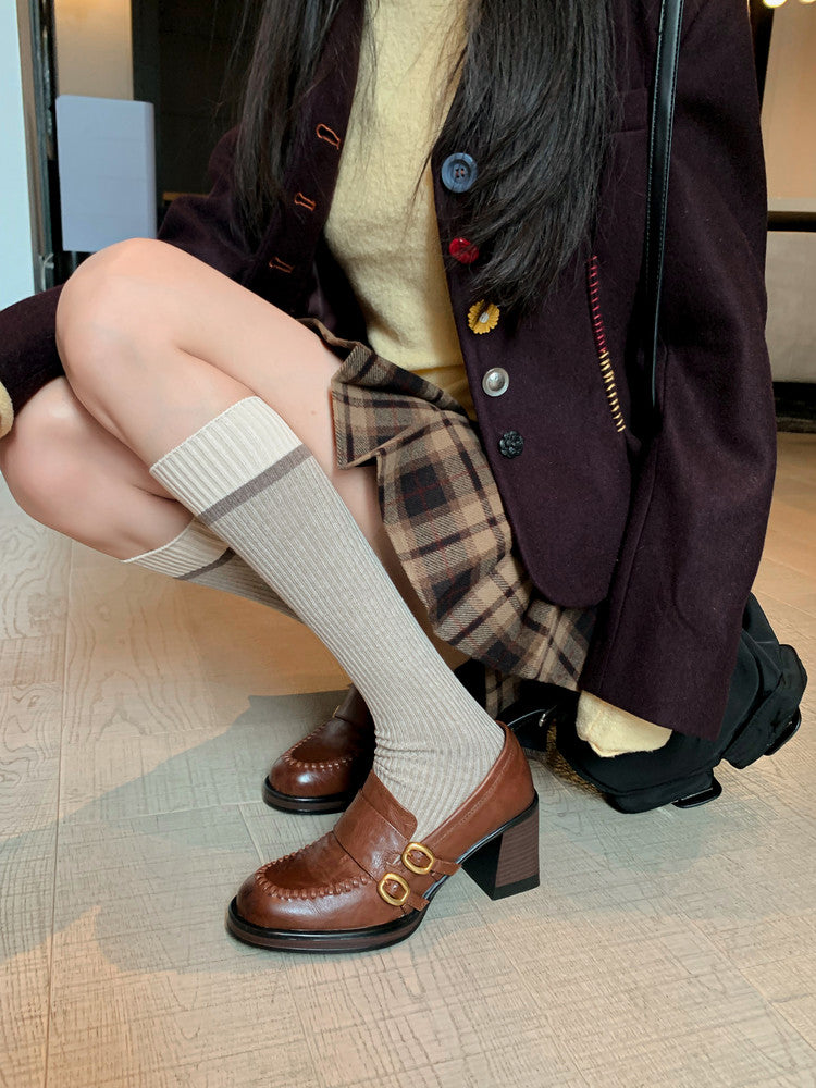Karin Luna Bestseller Hot-Selling Derivative Edition Self-contained Strap Buckle Casual Loafers