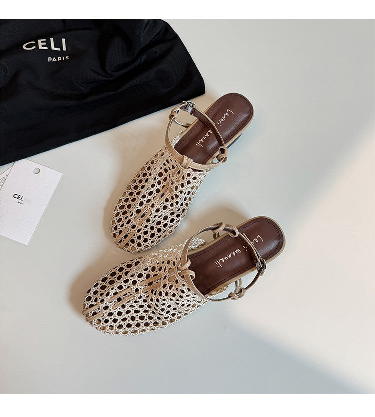 Karin Luna In Stock Spot Goods  Resort Style Series~Casual woven closed-toe flat sandals