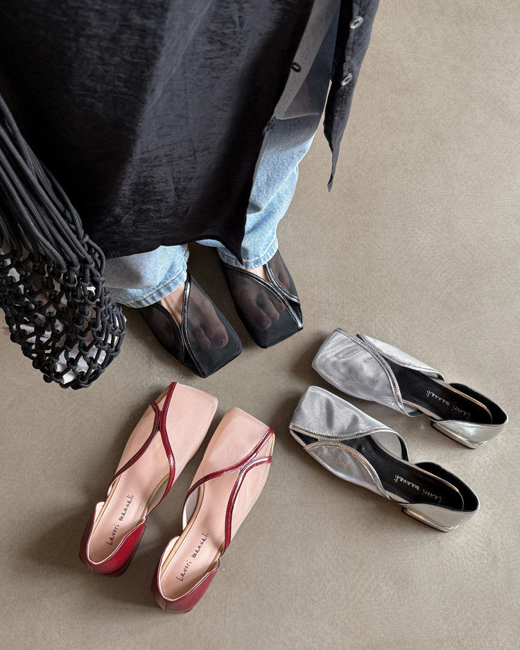 Karin Luna In Stock Spot Goods  Square Toe Mesh Sandals