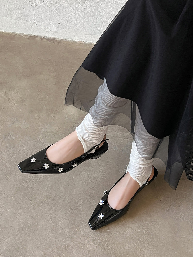 Karin Luna In Stock  Spot Goods  Rhinestone Small Square Toe Closed-Toe Sandals